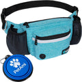 Dog Fanny Pack, Treat Pouch for Dog Walking, Training, Built in Poop Bag Dispenser, Water Bottle Holder, Collapsible Bowl, Pet Treat Waist Belt for Hiking, Running, Kibbles (Turquoise)