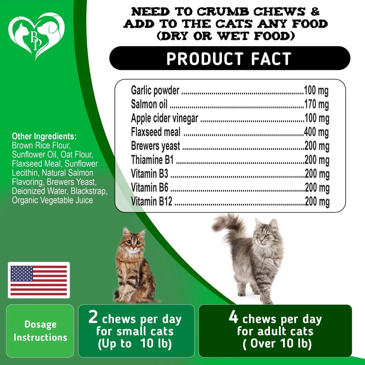 Natural Flea & Tick Chewable Treats for Cats - Salmon Flavor, Daily Soft Chews