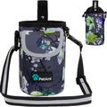 Dog Treat Pouch, Large Dog Training Treat Bag with Adjustable Waist Belt, Built-In Poop Bag Dispenser & Multiple Storage Pockets, Hands-Free Dog Walking & Training Accessory (Floral Grey)
