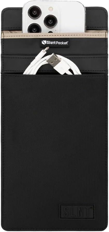 SLNT Faraday Phone Sleeve - Signal Blocking Pouch (Black, Medium Plus)