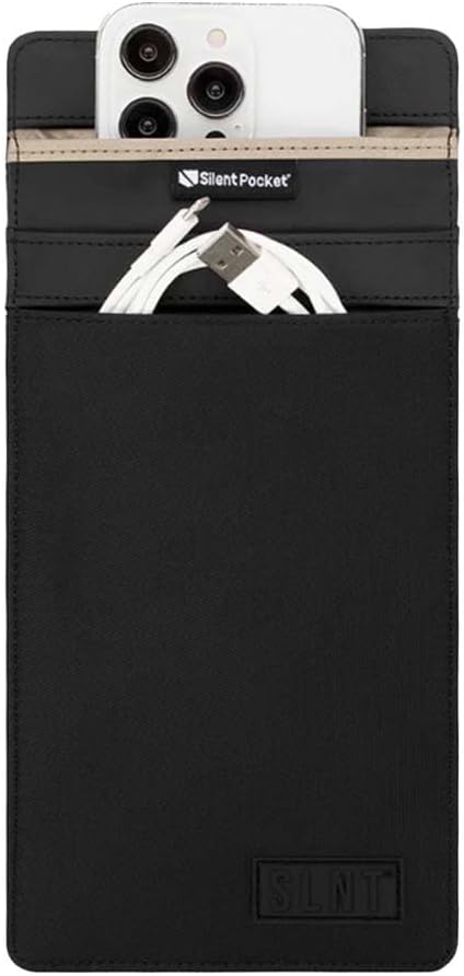 SLNT Faraday Phone Sleeve - Signal Blocking Pouch (Black, Medium Plus)