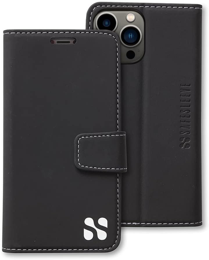 SafeSleeve EMF Blocker Detachable Leather Wallet Case for iPhone 16, Beige