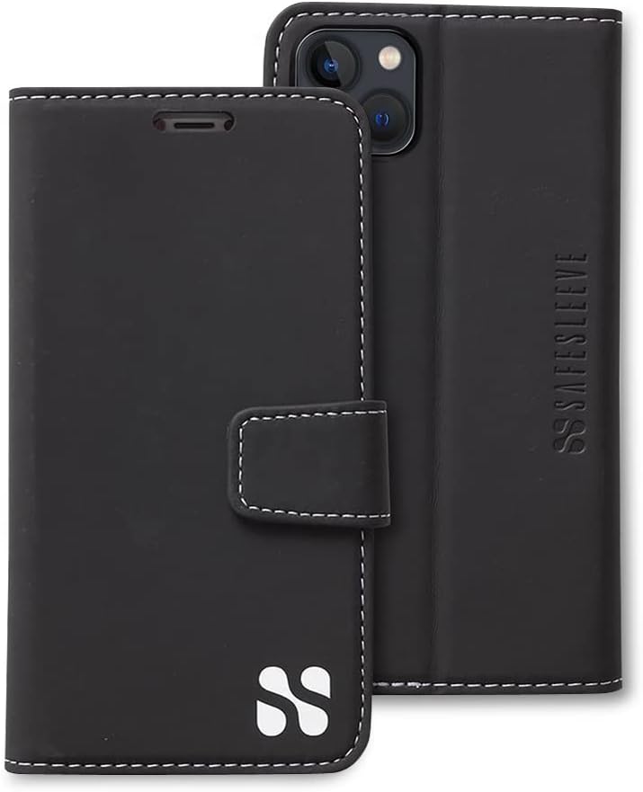 SafeSleeve EMF Blocker Detachable Leather Wallet Case for iPhone 16, Beige