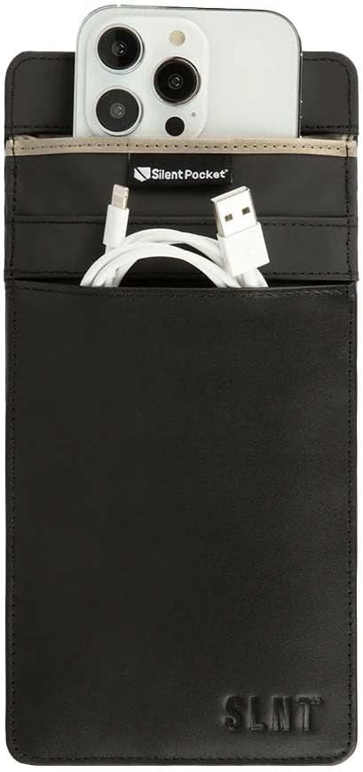 SLNT Faraday Phone Sleeve - Signal Blocking Pouch (Black, Medium Plus)