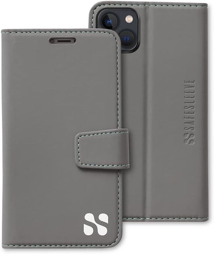 SafeSleeve EMF Blocker Detachable Leather Wallet Case for iPhone 16, Beige