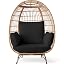 Best Choice Products Wicker Egg Chair, Oversized Indoor Outdoor Lounger for Patio, Backyard, Living Room w/ 4 Cushions, Steel Frame, 440lb Capacity - Ivory
