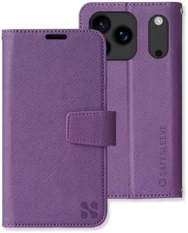 SafeSleeve EMF Blocker Detachable Leather Wallet Case for iPhone 16, Beige