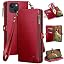 XcaseBar for iPhone 15 Plus 6.7" Wallet case with Zipper Credit Card Holder RFID Blocking,Flip Folio Book PU Leather Shockproof Strap Protective Cover Women Men for Apple 15Plus Phone case Wine Red