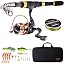Sougayilang Fishing Rod Reel Combos Carbon Fiber Telescopic Fishing pole with Spinning Reel for Travel Saltwater Freshwater Fishing