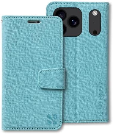 SafeSleeve EMF Blocker Detachable Leather Wallet Case for iPhone 16, Beige