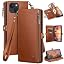 XcaseBar for iPhone 15 Plus 6.7" Wallet case with Zipper Credit Card Holder RFID Blocking,Flip Folio Book PU Leather Shockproof Strap Protective Cover Women Men for Apple 15Plus Phone case Wine Red