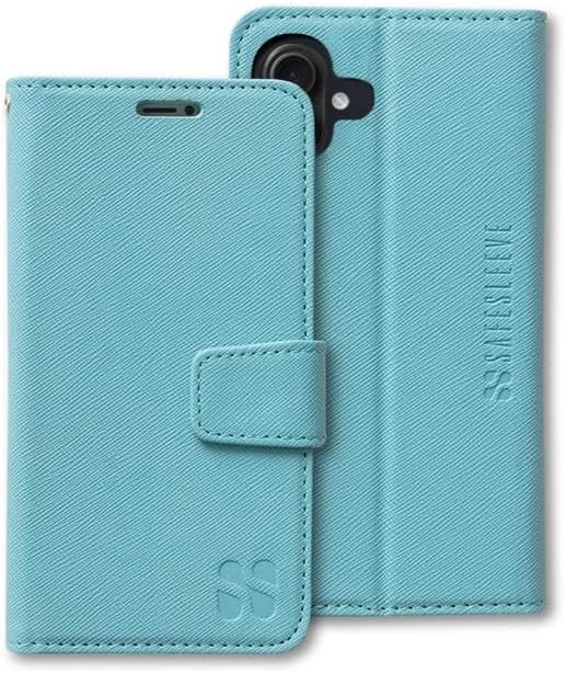 SafeSleeve EMF Blocker Detachable Leather Wallet Case for iPhone 16, Beige