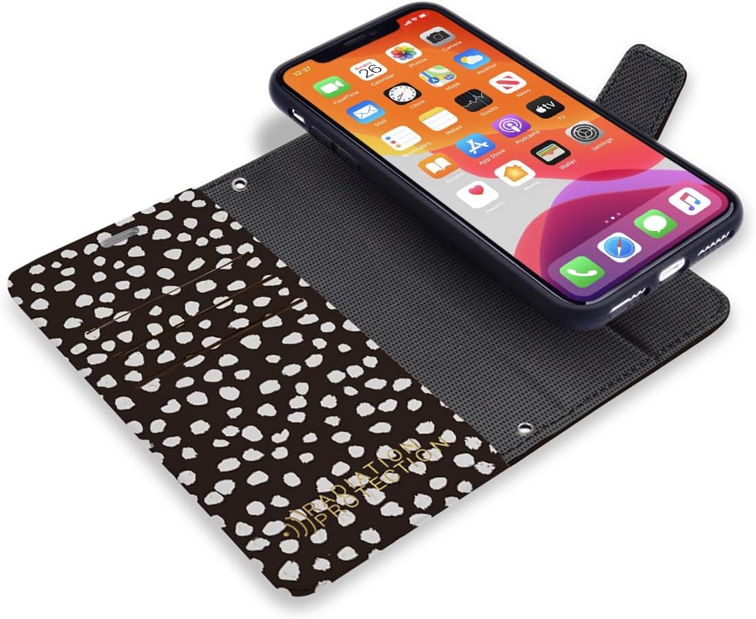 SafeSleeve EMF Blocker Detachable Leather Wallet Case for iPhone 16, Beige