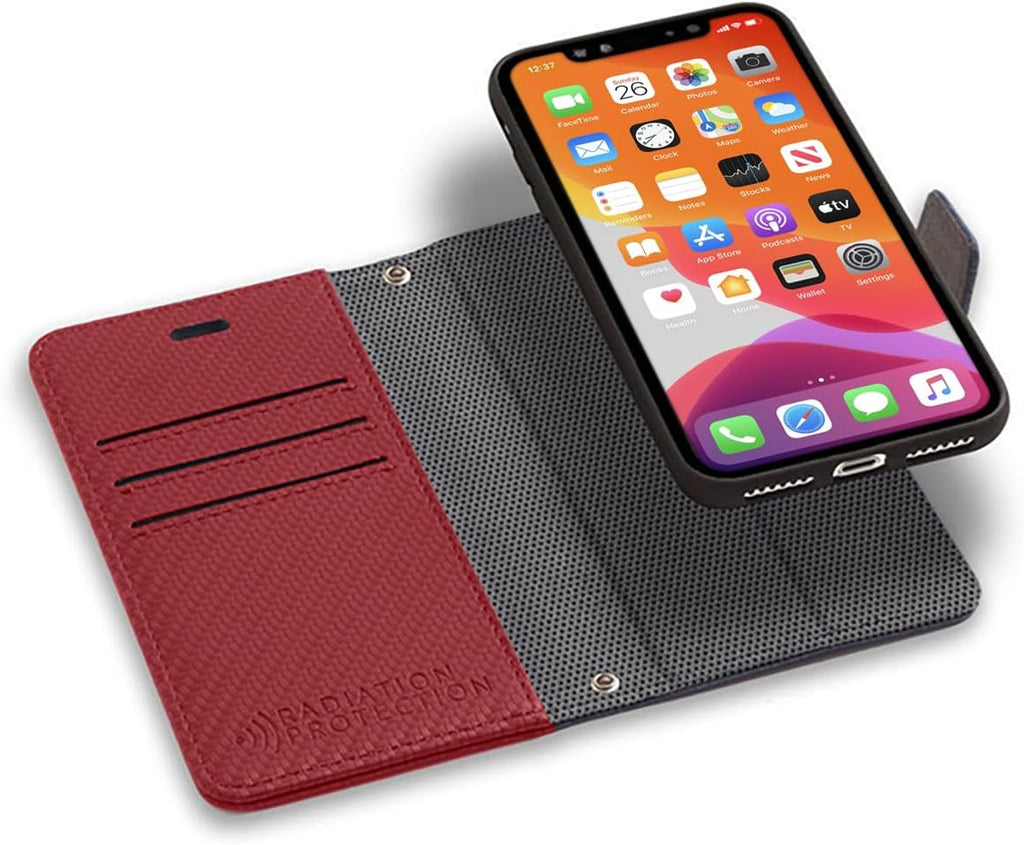 SafeSleeve EMF Blocker Detachable Leather Wallet Case for iPhone 16, Beige