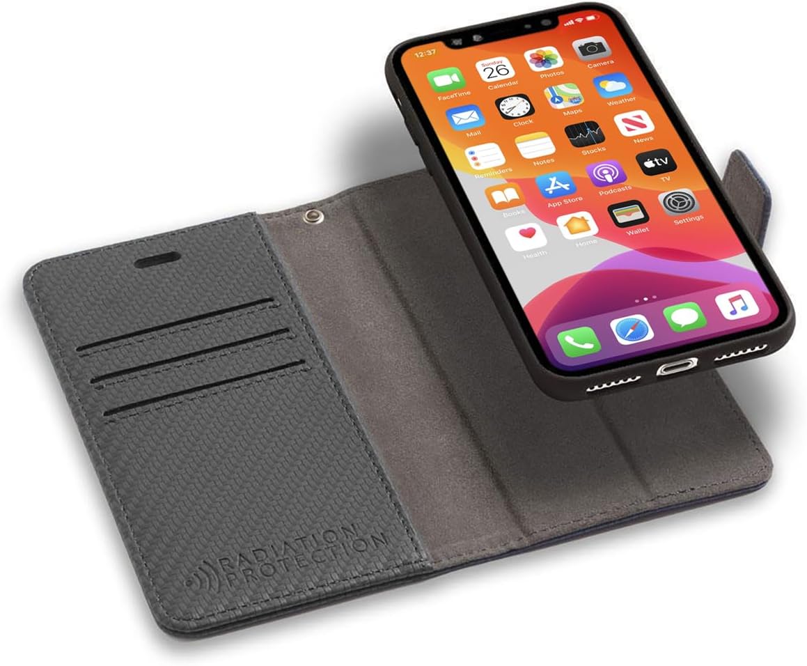SafeSleeve EMF Blocker Detachable Leather Wallet Case for iPhone 16, Beige