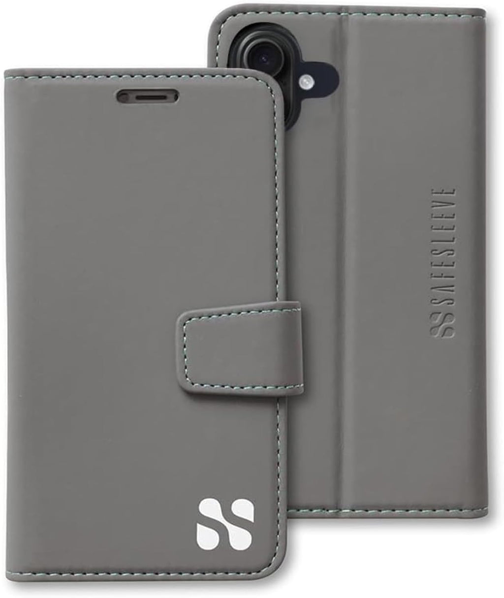 SafeSleeve EMF Blocker Detachable Leather Wallet Case for iPhone 16, Beige