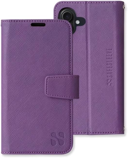 SafeSleeve EMF Blocker Detachable Leather Wallet Case for iPhone 16, Beige