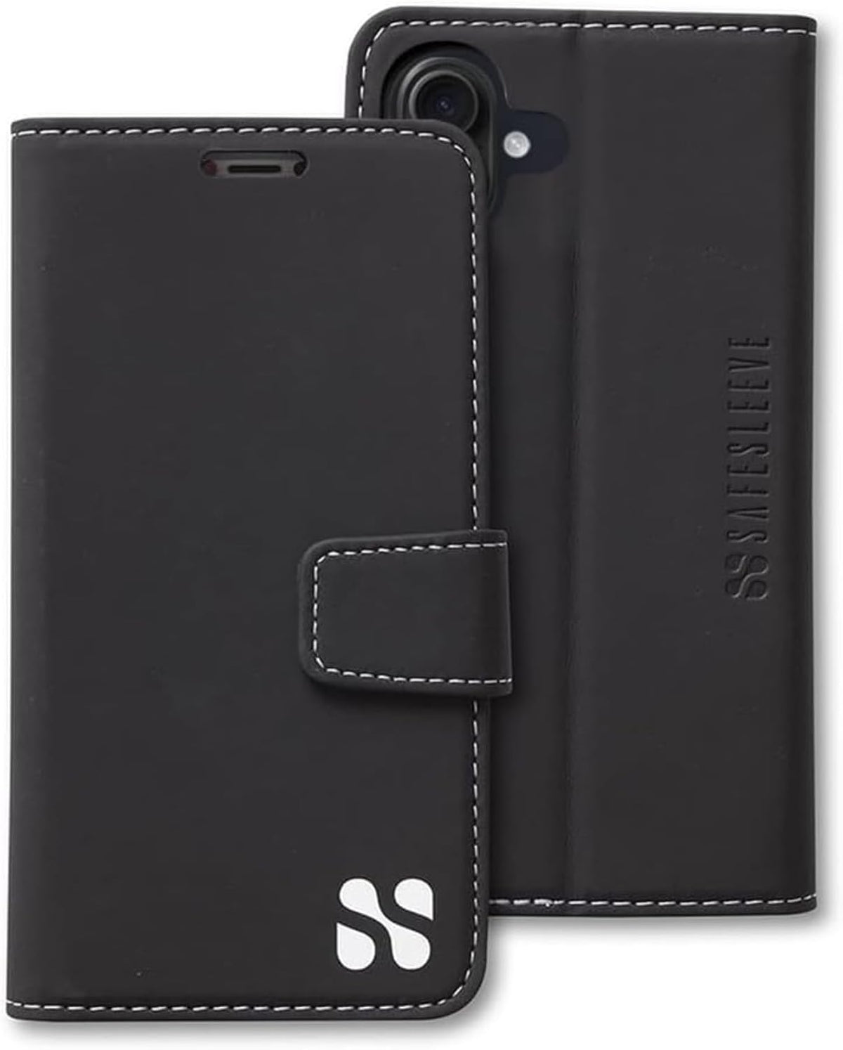 SafeSleeve EMF Blocker Detachable Leather Wallet Case for iPhone 16, Beige