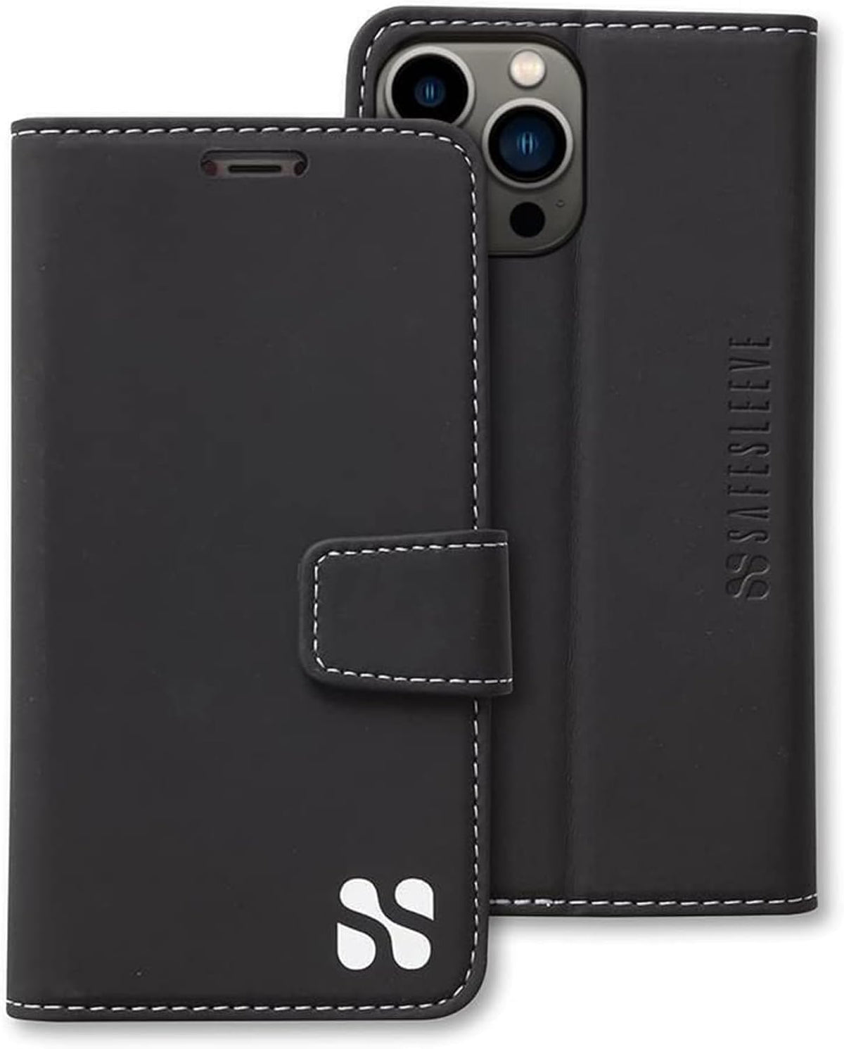 SafeSleeve EMF Blocker Detachable Leather Wallet Case for iPhone 16, Beige