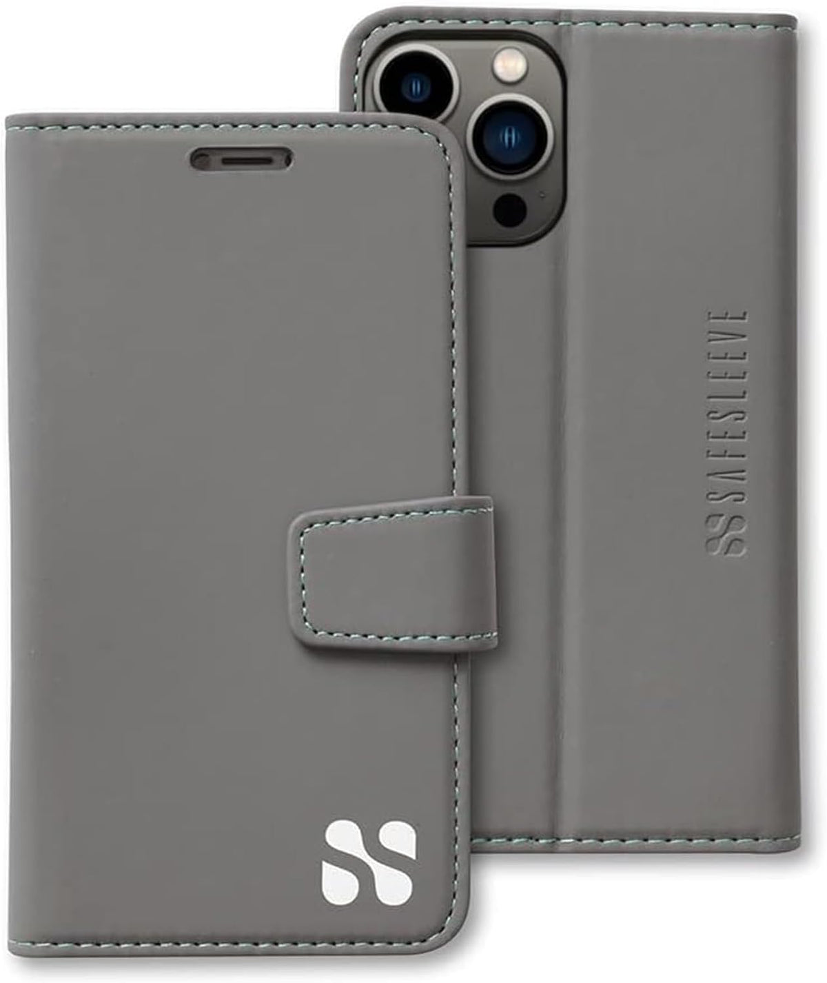 SafeSleeve EMF Blocker Detachable Leather Wallet Case for iPhone 16, Beige