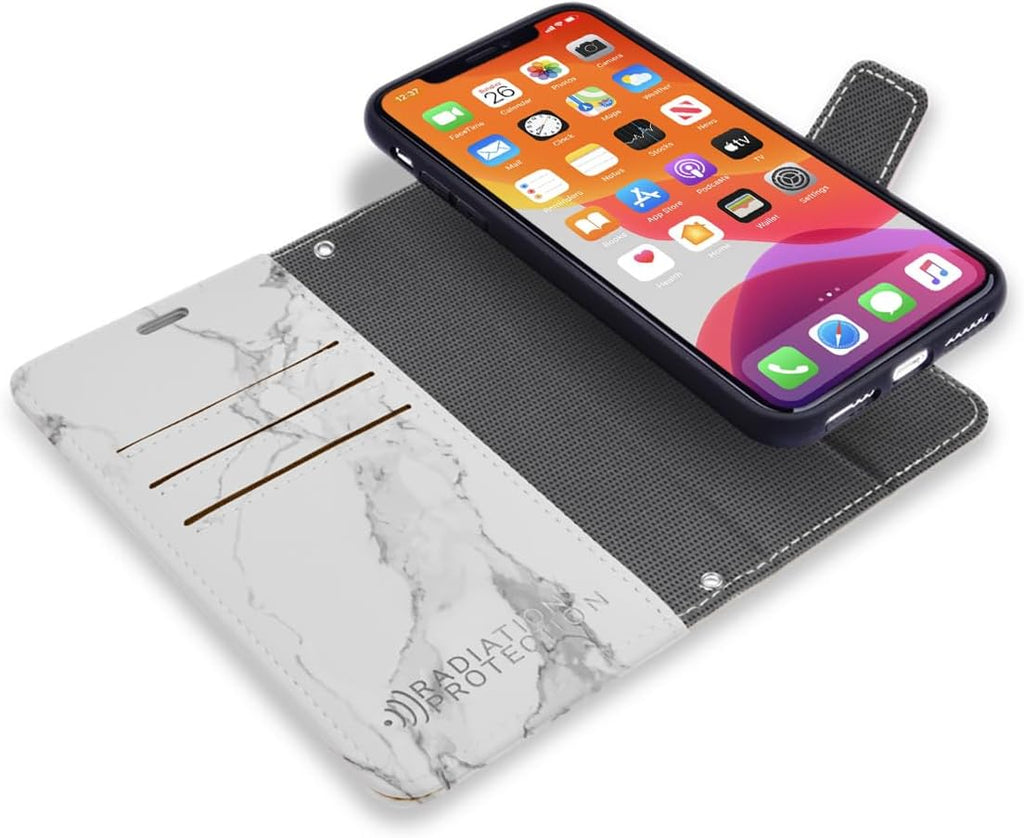 SafeSleeve EMF Blocker Detachable Leather Wallet Case for iPhone 16, Beige
