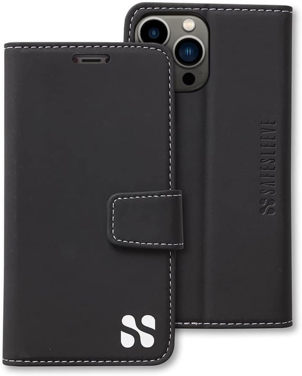 SafeSleeve EMF Blocker Detachable Leather Wallet Case for iPhone 16, Beige