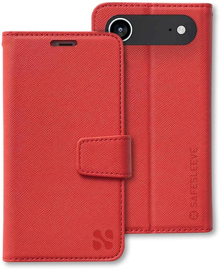 SafeSleeve EMF Blocker Detachable Leather Wallet Case for iPhone 16, Beige