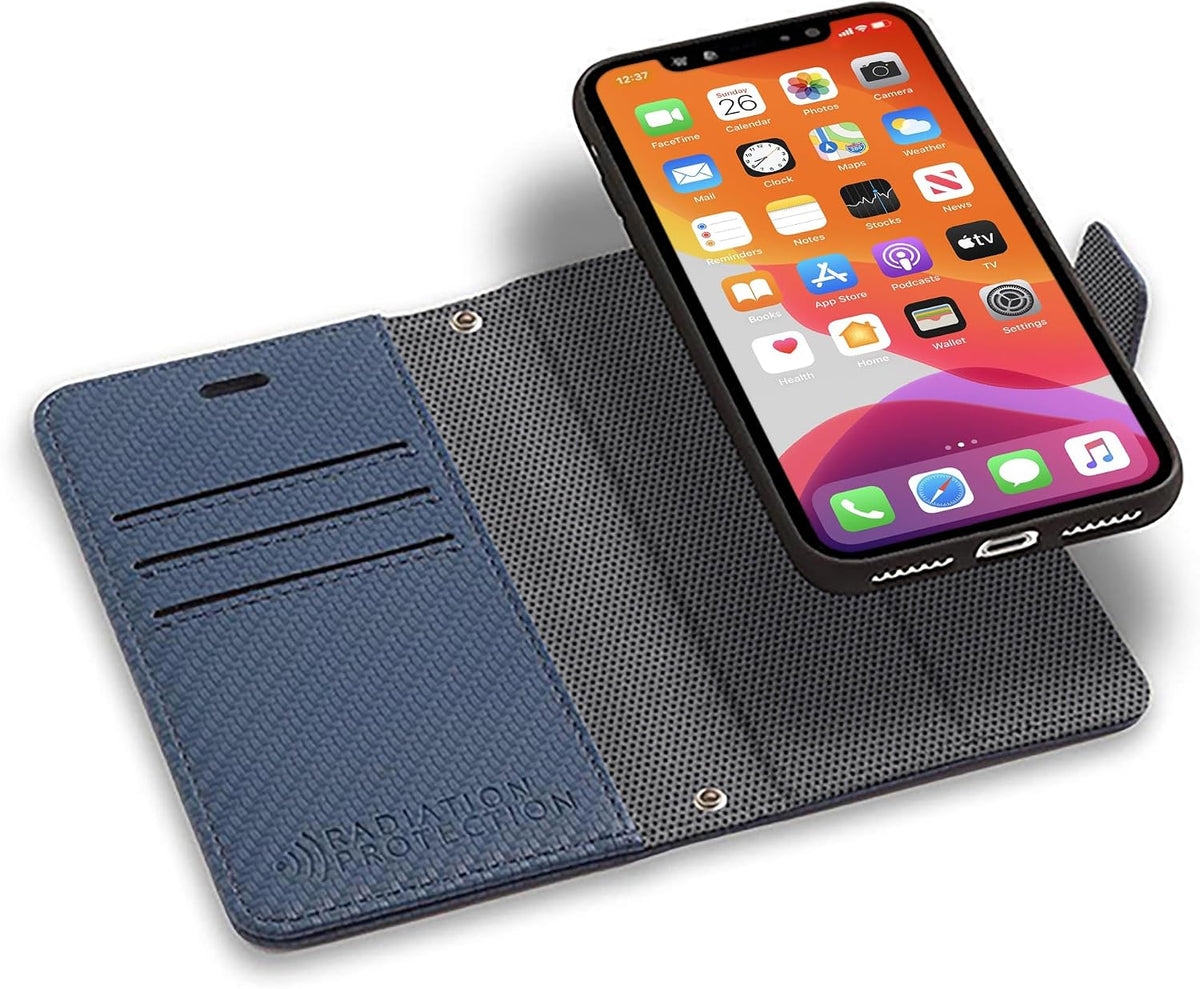 SafeSleeve EMF Blocker Detachable Leather Wallet Case for iPhone 16, Beige