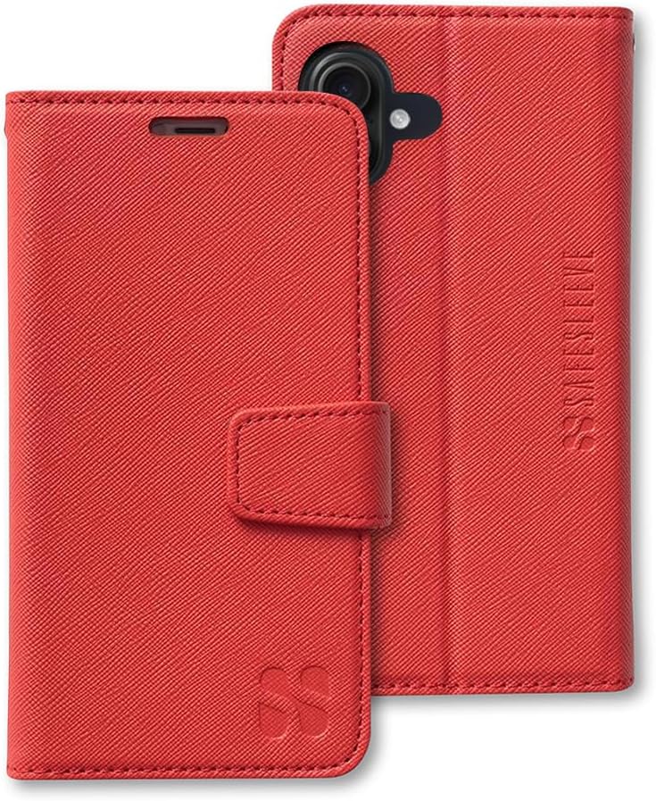 SafeSleeve EMF Blocker Detachable Leather Wallet Case for iPhone 16, Beige
