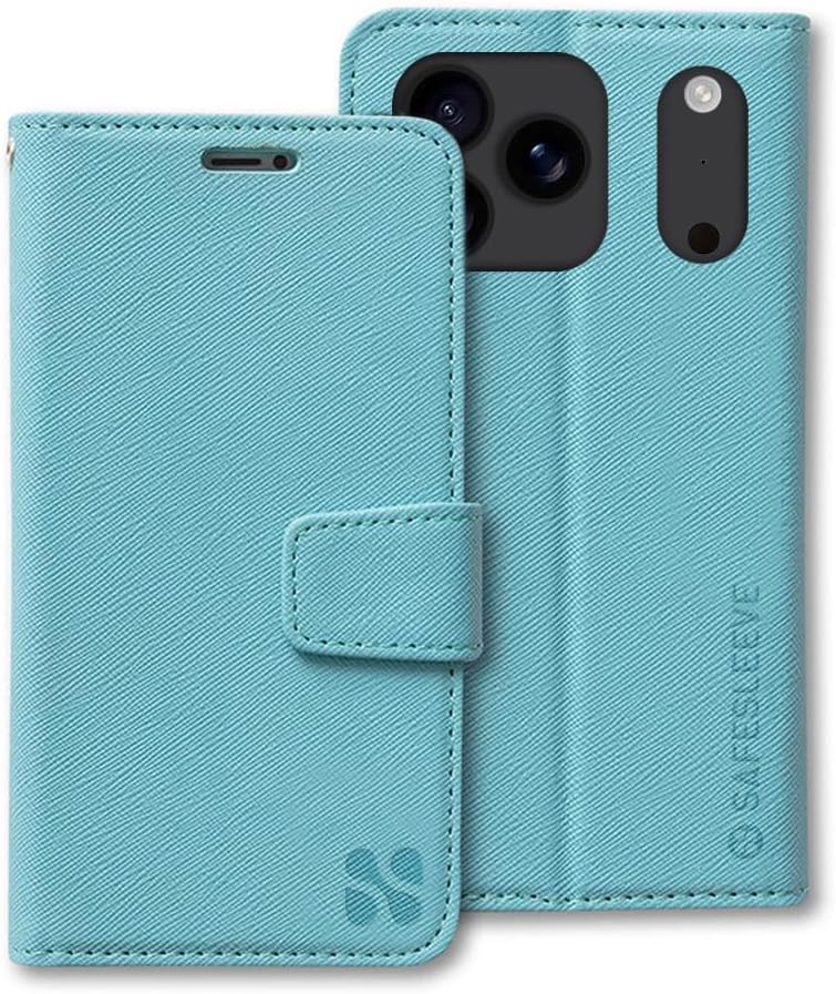 SafeSleeve EMF Blocker Detachable Leather Wallet Case for iPhone 16, Beige