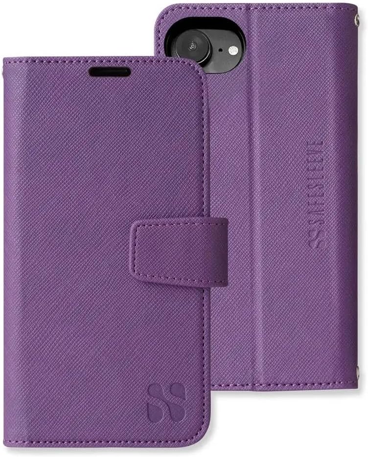 SafeSleeve EMF Blocker Detachable Leather Wallet Case for iPhone 16, Beige