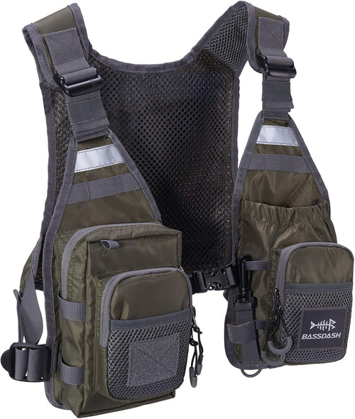 BASSDASH FV08 Ultra Lightweight Fly Fishing Vest for Men and Women Portable Chest Pack