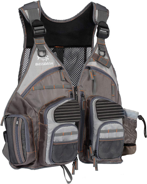 BASSDASH Strap Fishing Vest Adjustable for Men and Women, for Fly Bass Fishing and Outdoor Activities