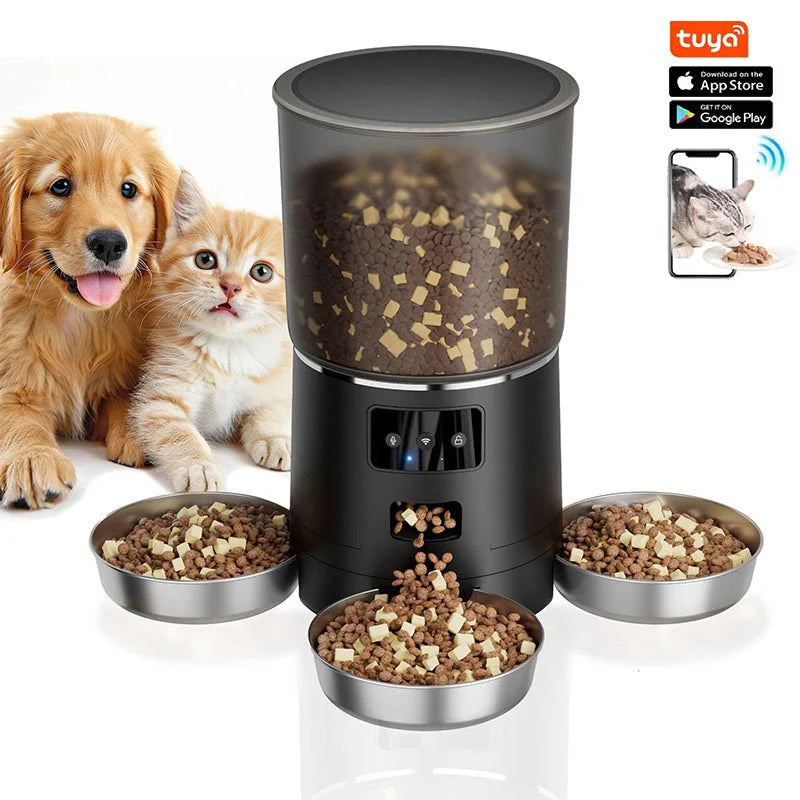 HEYBO Automatic Cat Feeder Smart App-Controlled Pet Feeder with 3 Bowls