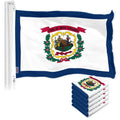 G128 5 Pack: West Virginia WV State Flag 3X5 Ft Liteweave Pro Series Printed 150D Polyester Indoor/Outdoor, Vibrant Colors, Brass Grommets, Thicker and More Durable than 100D 75D Polyester